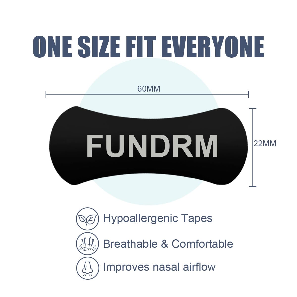 FUNDRM Nasal Strips for Anti Snoring for Men, Women Nose Tapes for Breathing Increased Airflow Nasal Congestion Nose Adhesive fo