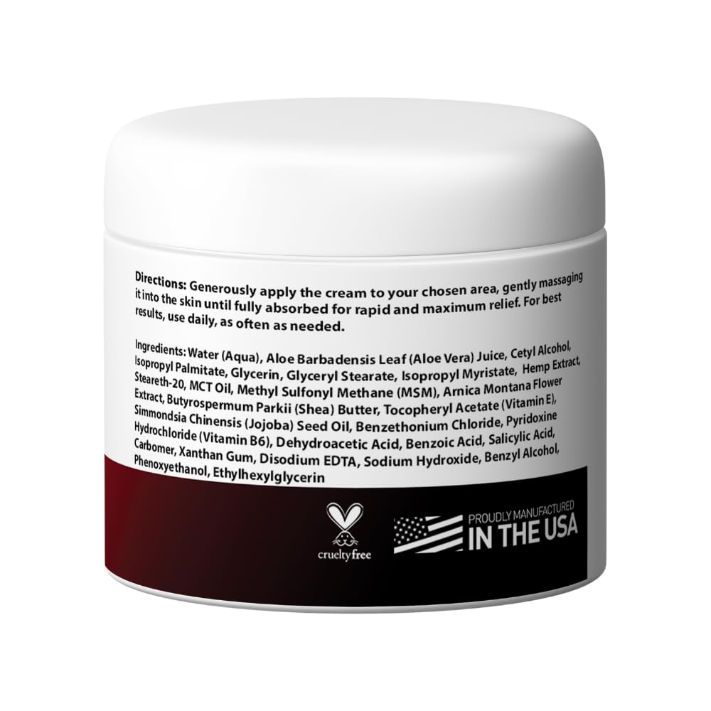 Medical Miracles Hemp Relief Cream - Ideal for HIPS, Joints, Neck, Back, Elbows, Fingers, Hands, and Knees Proudly Made in USA (