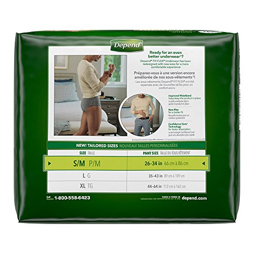 Depend Underwear for Men, Maximum, Small/Medium, Case/76 (4/19s)