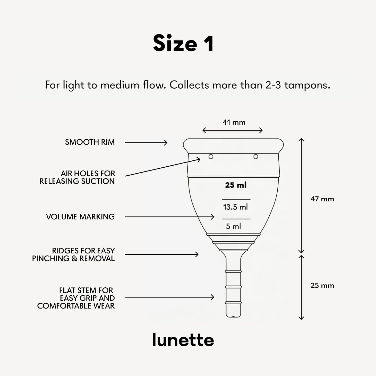 Lunette Menstrual Cup - Best Reusable Period Cup - Wear for 12 Hours and Reuse up to 10 Years, Orange Size 1 for Light to Modera