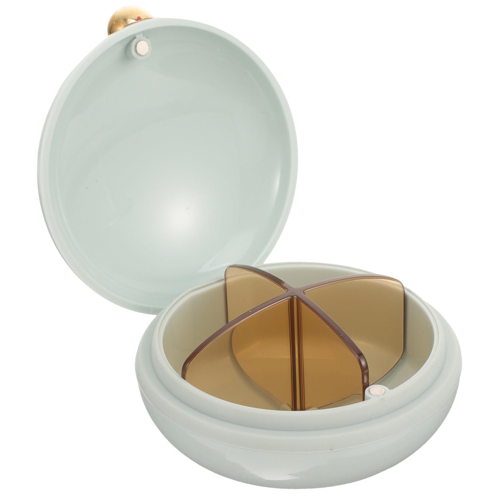iplusmile Pill Organizer 4 Times A Day, Cute Round Travel Containers, Portable Removable Compartments Pill Box Dispenser for Wom