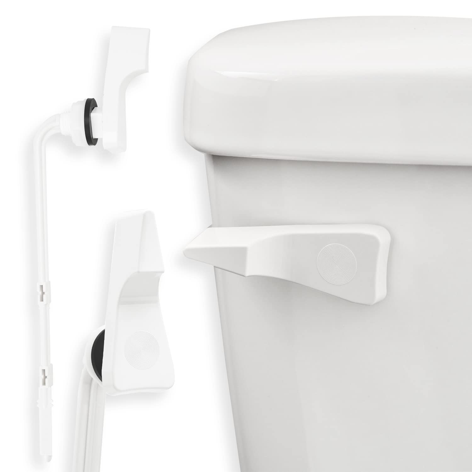 Qualihome Toilet Tank Flush Lever Replacement for American Standard (White, Straight Arm)