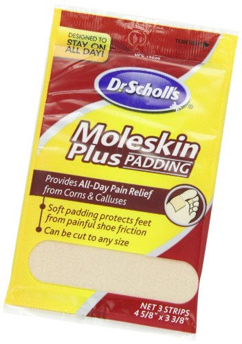 Dr. Scholls Moleskin Plus 4 5/8-Inch X 3 3/8 Inch Padding, 3 Count Package