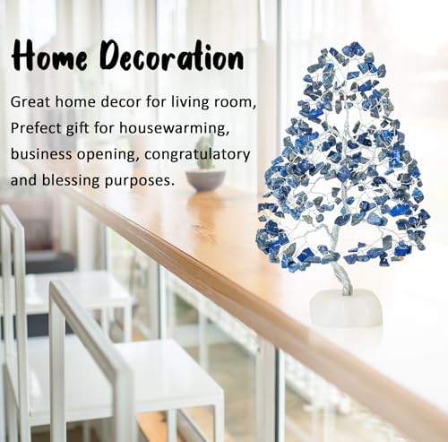 Lapis Lazuli Crystal Tree of Life - Chakra Tree of Life, Natural Quartz Base, Handmade Gemstone Tree, Feng Shui Tree, Crystal De