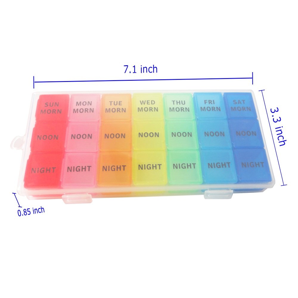 Wopanxye Weekly Pill Organizer, 3 Times a Day, 7-Day Pill Box, Portable Travel Prescription Pill Case Dispenser, Vitamin Fish Oi