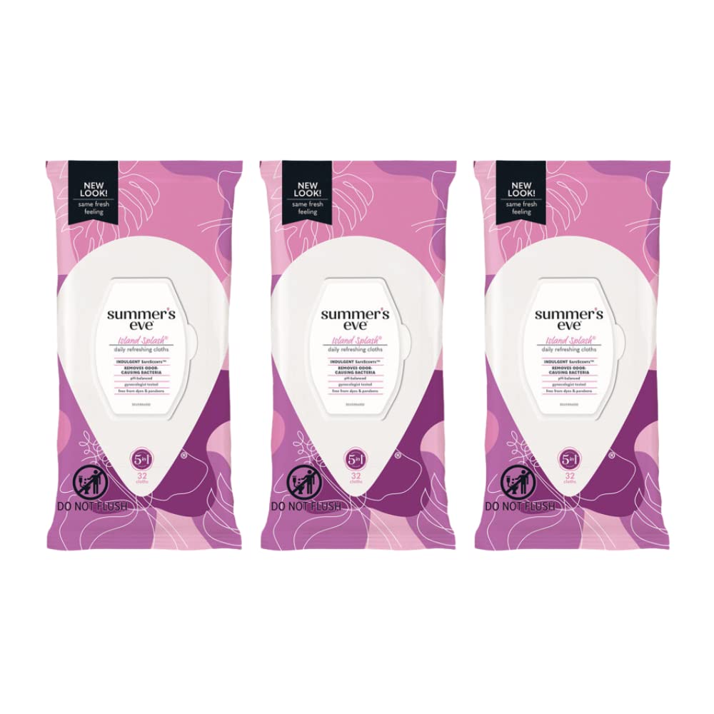 Summers Eve Cleansing Cloths 32 Count Island Splash (3 Pack)