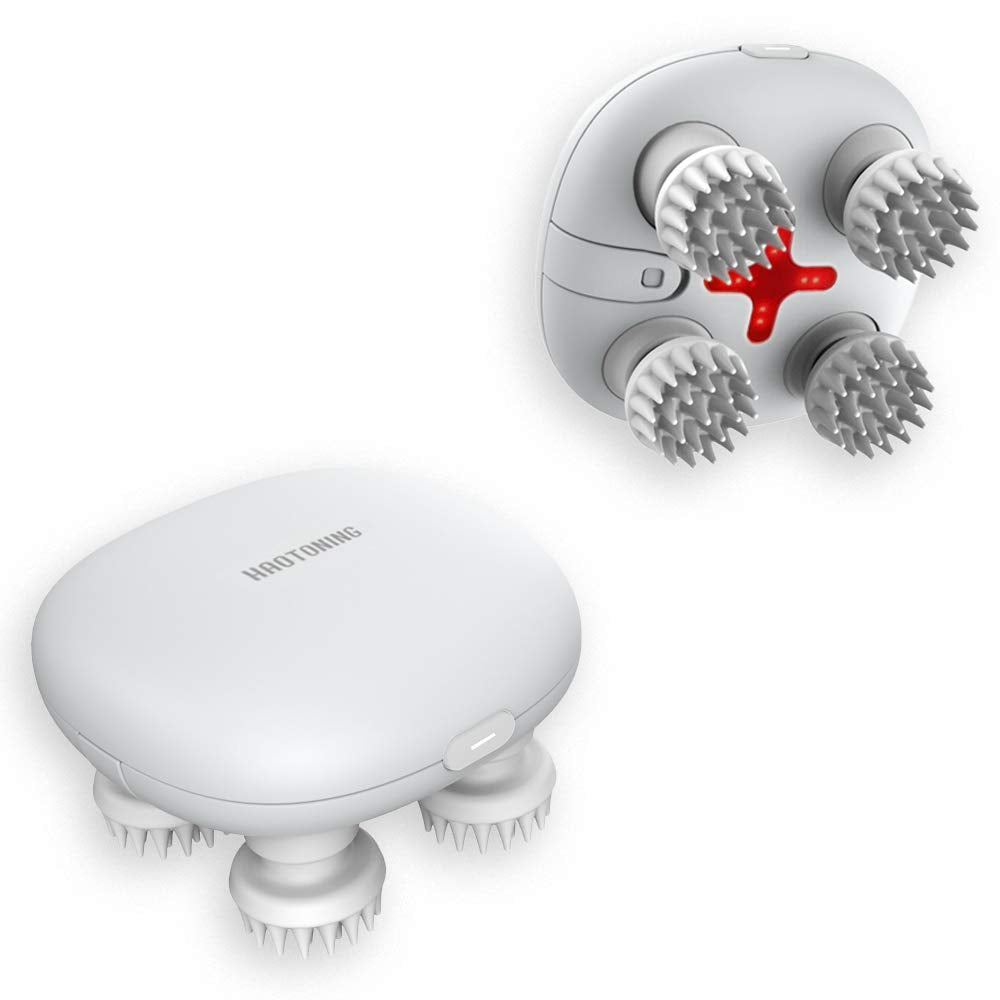 HaoToning Electric Scalp Massager, Head Scratcher Mimics Four-Finger Kneading Massage, Rechargeable & Waterproof, Pets Massager
