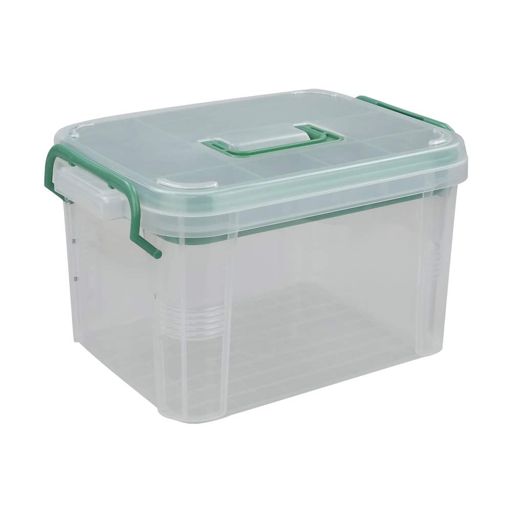 Nesmilers Large Family First-Aid Box, Clear Medicine Storage Box with Tray