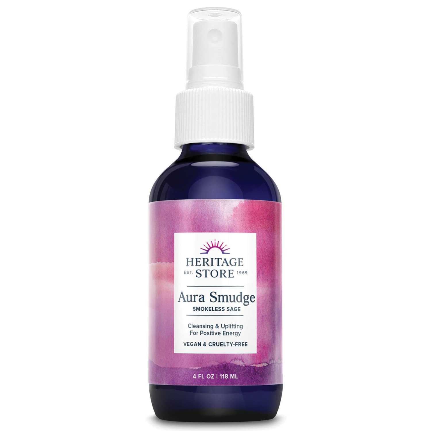Heritage Store Aura Smudge Smokeless Sage with Juniper, Cleansing & Uplifting Spray for Positive Energy, Clean, Simple Alternati