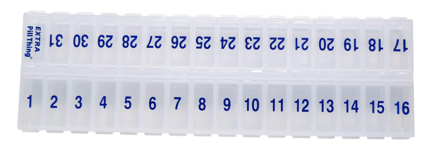 Once-a-Day Monthly Pill Organizer - Large Compartments with Removable Lid for Easy Loading - Holds 31 Days of Medications Plus E