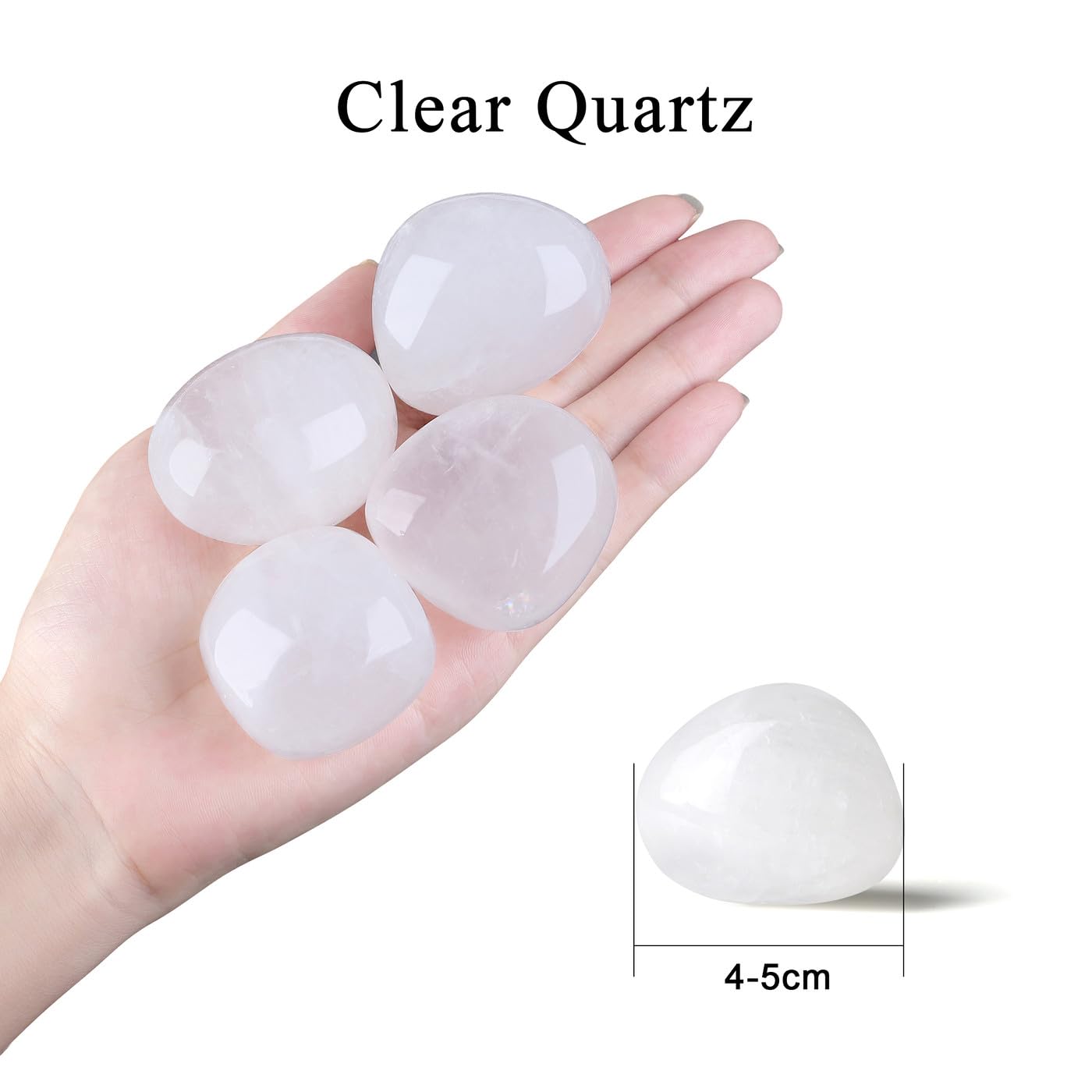 MAIBAOTA 1.6-2.0'' Clear Quartz Crystal Large Quartz Crystals Reiki Natural Tumbled White Polished Stones for Energy Witchcraft