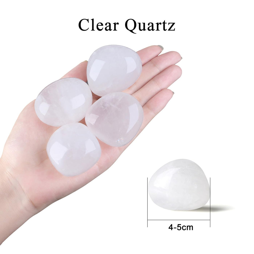 MAIBAOTA 1.6-2.0'' Clear Quartz Crystal Large Quartz Crystals Reiki Natural Tumbled White Polished Stones for Energy Witchcraft