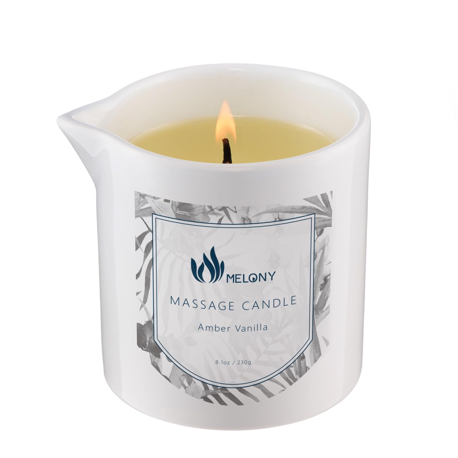 MELONY Massage Oil Candle, Moisturizing, Body Oil Candle, Natural Soybeans, 8.1 oz, Amber Vanilla