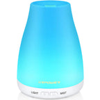 URPOWER 2nd Version Essential Oil Diffuser with Adjustable Mist Mode Waterless Auto Shut-Off and 7 Color LED Lights for Home Off