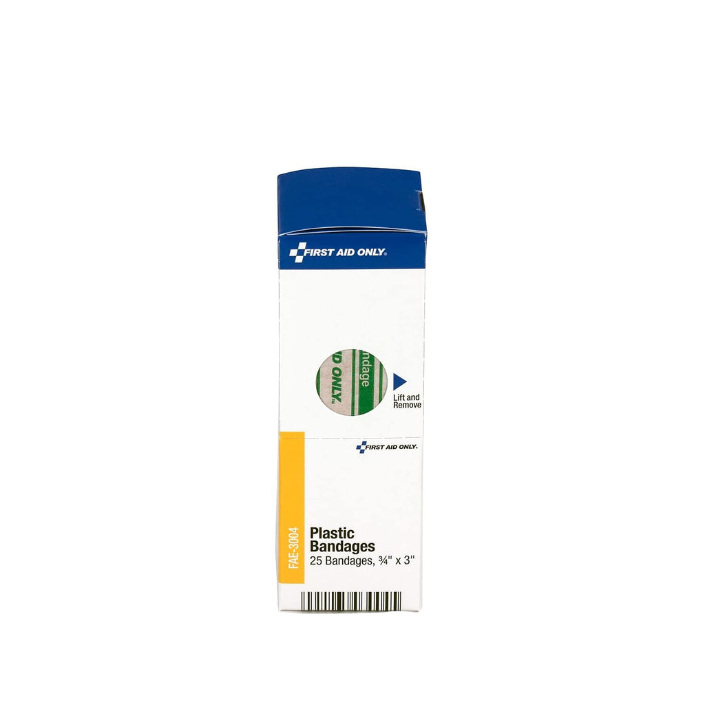 First Aid Only, Inc FAE3004 Plastic Bandages, 3/4-Inch x 3-Inch, 25/Box