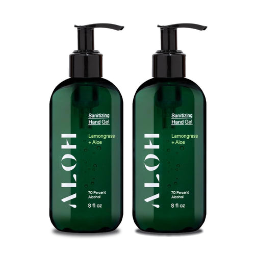 ALOH Sanitizing Hand Gel 2-pack | Lemongrass + Aloe | 70% Alcohol Hydrating Hand Sanitizer Gel with Essential Oil, for Kids & Ad