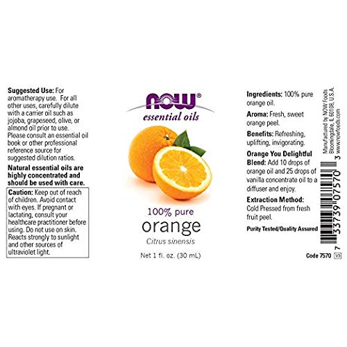 NOW Foods, 100% Orange Essential Oil, 1 Ounce
