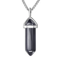 BEADNOVA Hematite Necklace Gemstone Crystal Necklace for Women Healing Stone Pendant Jewelry for Men Pendulum Divination Hexagon