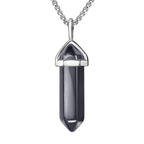 BEADNOVA Hematite Necklace Gemstone Crystal Necklace for Women Healing Stone Pendant Jewelry for Men Pendulum Divination Hexagon