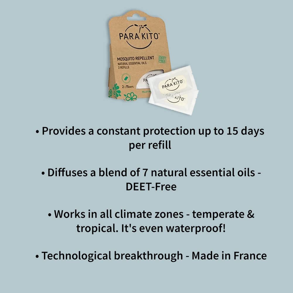 PARAKITO Refill Pellets for Mosquito Repellent Bracelets, Mosquito Pellets with Citronella Oil, Peppermint Oils, Hiking & Campi