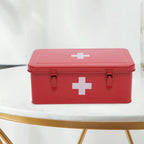 Xbopetda First Aid Medicine Box, First Aid Kit Supplies Bin, Metal Medicine Storage Tin, First Aid Empty Box with Safety Lock fo
