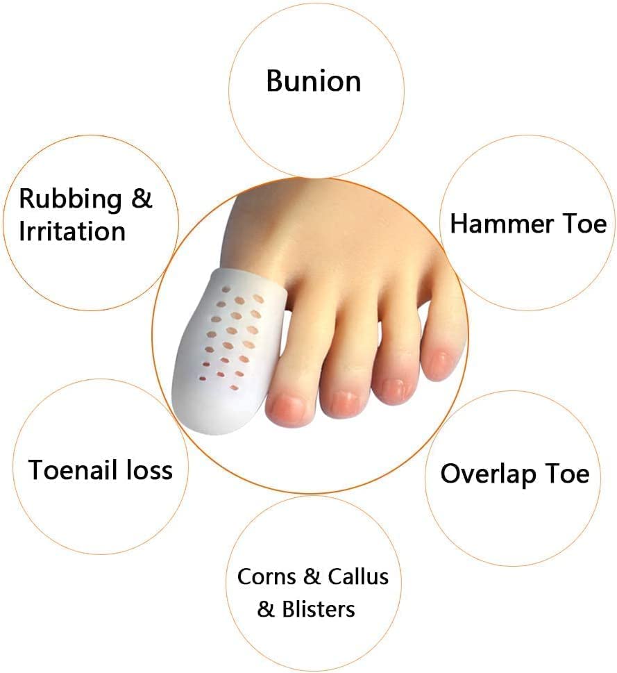 Hoogoo Big Toe Cap, 10 Pcs Breathable Toe Protector Toe Cover Sleeves with Holes, Provides Relief from Missing or Ingrown Toenai