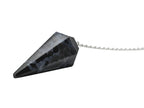 Indigo Gabbro Crystal Pendulum for Divination - Dowsing Pendulum with Chain and Crystal Ball for Reiki Healing and Crystal Grid