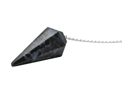 Indigo Gabbro Crystal Pendulum for Divination - Dowsing Pendulum with Chain and Crystal Ball for Reiki Healing and Crystal Grid 