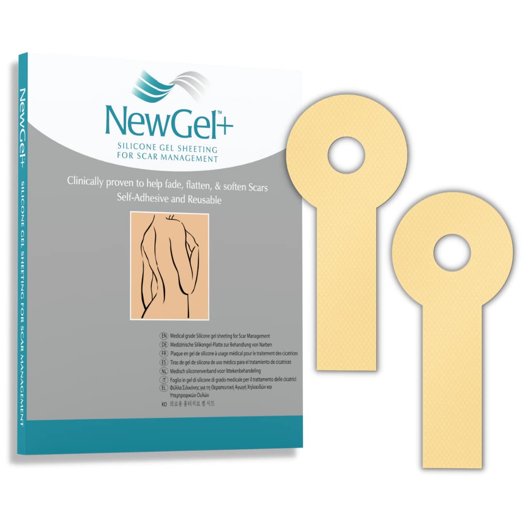 NewGel+ Advanced Silicone Scar Treatment Tape Lollypop Shaped, 1 mm thick for Post Breast Surgery Cosmetic Procedure, 2.875'' x 