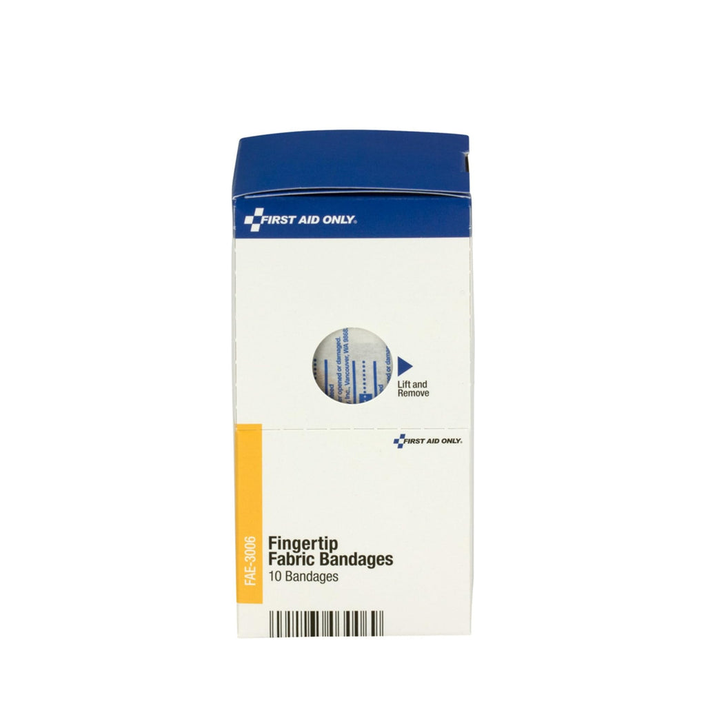 First Aid Only? Fingertip Fabric Bandages, 2 x 1 7/8, Beige, Box of 10
