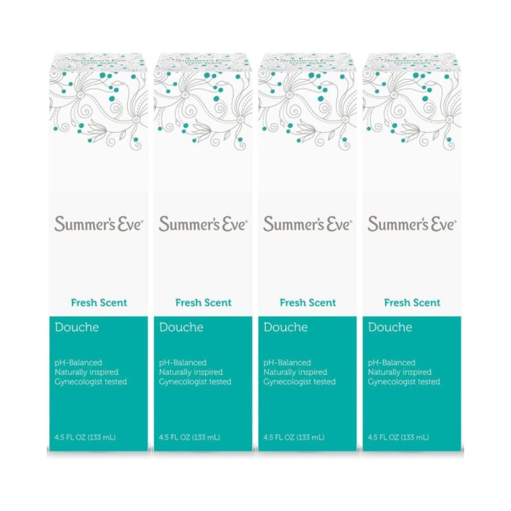 (Pack of 4 Bottles) Summer's Eve Fresh Scent Douche Vinegar & Water, Feminine Wash, 4.5oz Bottles. PH Balanced, Naturally Inspir