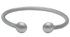 QRAY Silver Deluxe Surgical Steel Golf Athletic Bracelet Men Women C-Shaped Health Wellness Bracelet (Medium: 7~7.75)