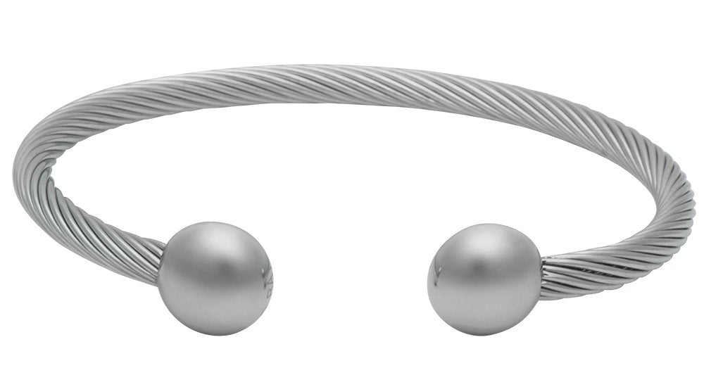 QRAY Silver Deluxe Surgical Steel Golf Athletic Bracelet Men Women C-Shaped Health Wellness Bracelet (Medium: 7~7.75)