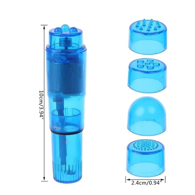 Finever Mini Massager Handheld with 4 Heads Pocket Pen for Body, Face, Neck, Head,Back (Blue Purple Color)