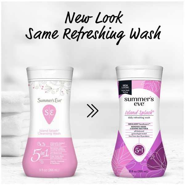 Summer's Eve Island Splash Refreshing Daily Feminine Wash, Removes Odor, pH balanced, 9 fl oz. (Pack of 5)