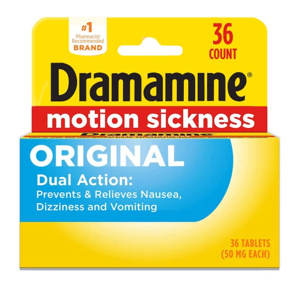 Dramamine Motion Sickness Relief, Original Formula, 36 Count (Pack of 2)