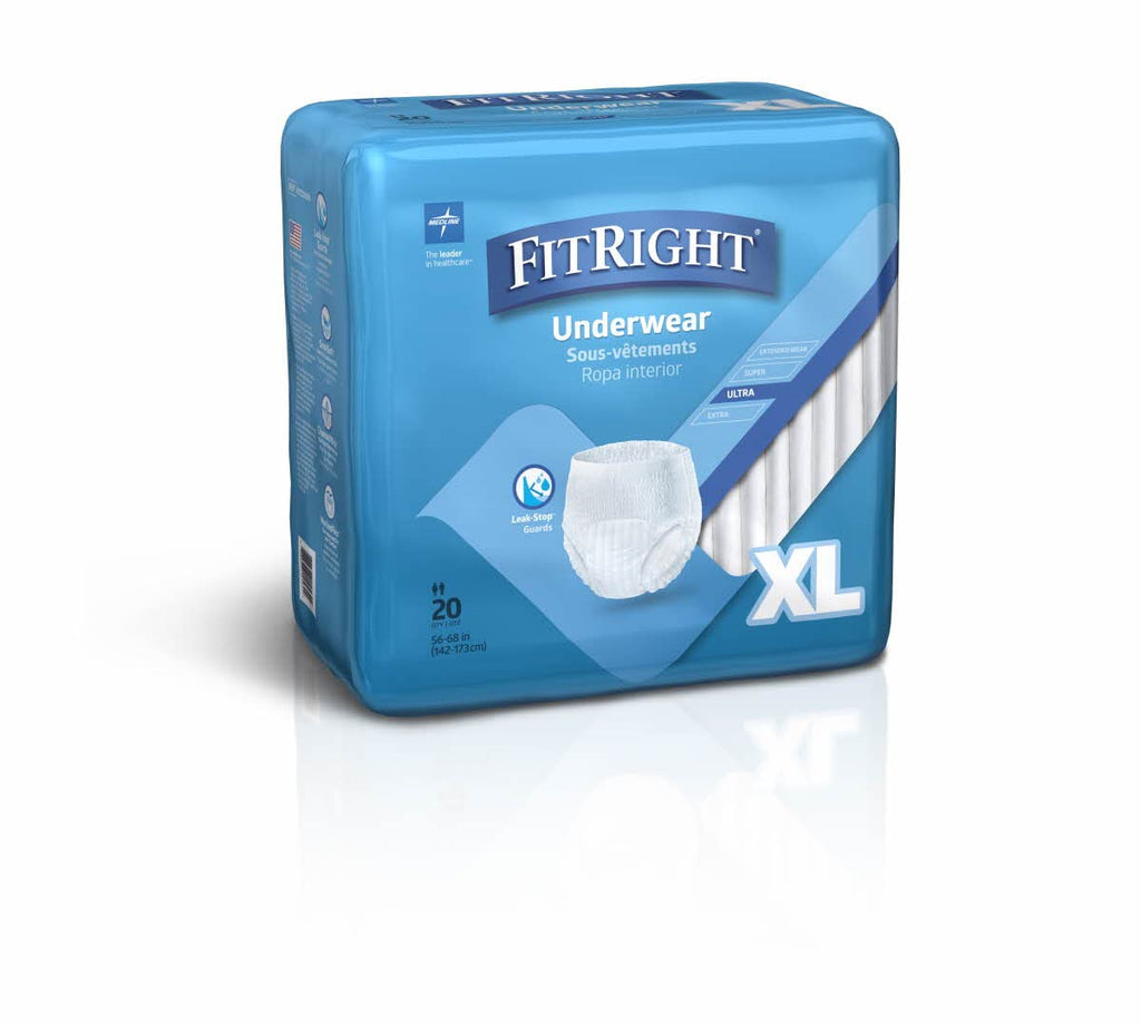 FitRight Ultra Protective Incontinence Underwear, Heavy Absorbency, XL, 56 to 68, 20 Count