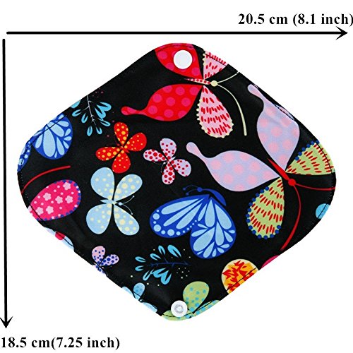 Reusable Waterproof Bamboo Charcoal Menstrual Pads Sets-Panty Liner Regular Flow Heavy Flow (pinjie, s)