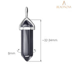BEADNOVA Hematite Necklace Gemstone Crystal Necklace for Women Healing Stone Pendant Jewelry for Men Pendulum Divination Hexagon