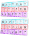 2Pcs Large Weekly Pill Organizer 3 Times A Day,Travel Pill Cases Moisture-Proof 7 Day Pill Box, Portable for Pills Vitamin Fish 