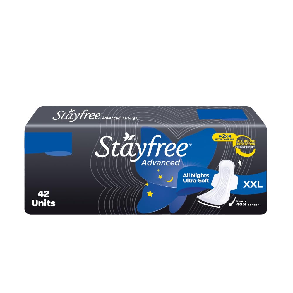 Stayfree Advanced XXL | 42 Pads | All Night Ultra Comfort Sanitary Pads for Women |