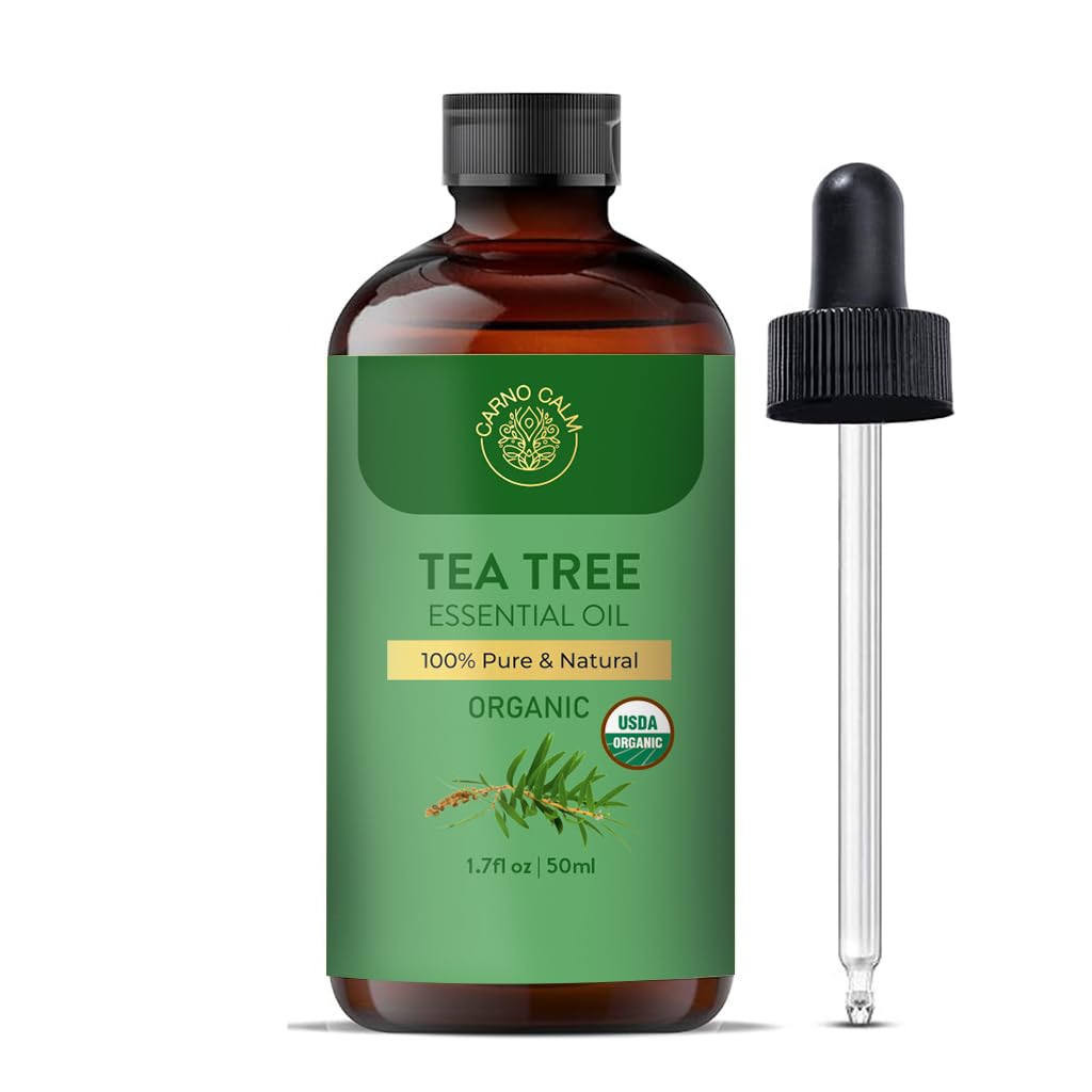 Carno Calm Tea Tree Essential Oil | USDA Certified Organic Tea Tree Oil | for Aromatherapy & Diffuser | Skin and Hair | Ideal fo