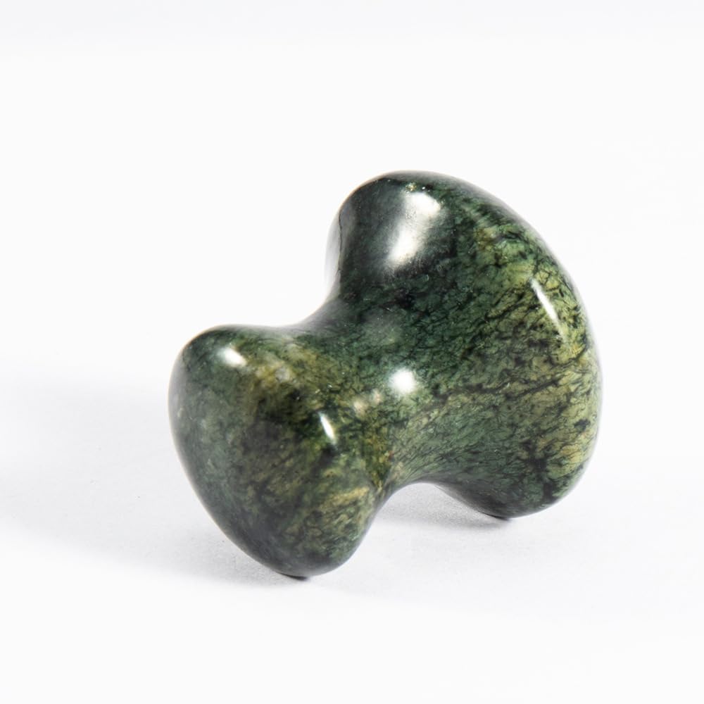 Windfulogo 2Pcs Mushroom Massage Stones Green Jade Stone Hot Rock for Eye Spa Massage 1.6 x 1.56 in(4x3.8cm)