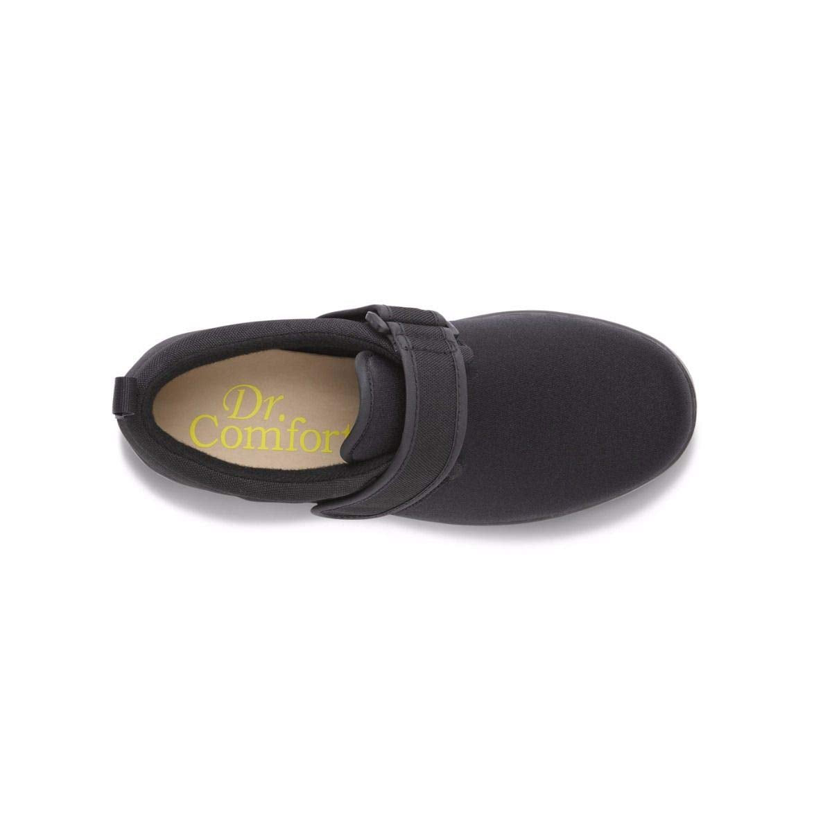 Dr. Comfort Carter Mens Diabetic Shoes-Stretchable & Washable Therapeutic Shoes-Adjustable-Easy Slip on Footwear, Black-10 Wide