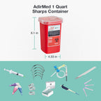 AdirMed Sharps Disposal Container with Flip Open Lid - Biohazard and Syringe Disposal Container - Ideal for Home, Clinic, Office