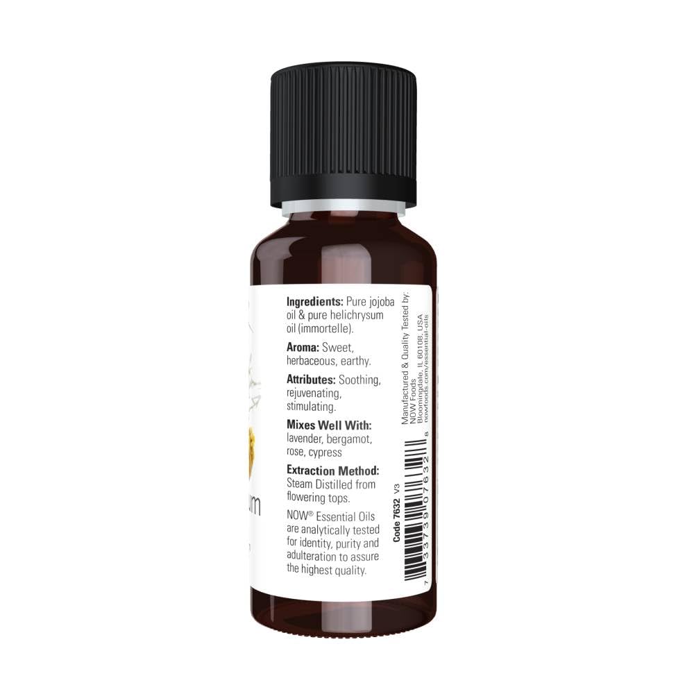 NOW Essential Oils, Helichrysum Oil Blend, Soothing Aromatherapy Scent, Steam Distilled, 100% Pure, Vegan, Child Resistant Cap,