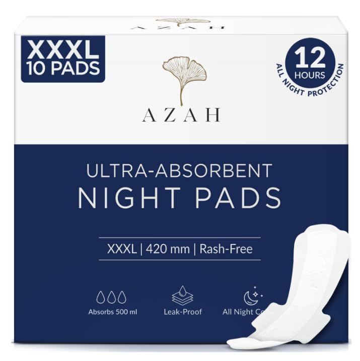 Azah Xxxl Sanitary Napkins For Women [Pack Of 10] | Extra Large Night Pads | Cottony Soft Sanitary Pads For Women | Xxxl Pads Fo