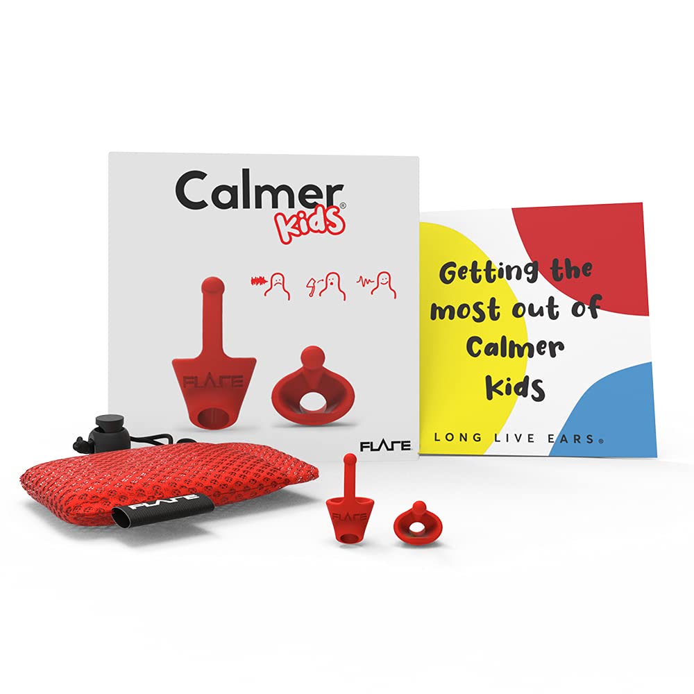 Flare Calmer Kids - Ear Plugs Alternative - Reduce Annoying Noises Without Blocking Sound - Soft Reusable Silicone - Red