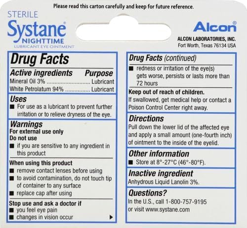 Systane Nighttime Lubricant Eye Ointment 3.5g Tube - Pack of 2