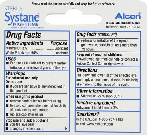 Systane Nighttime Lubricant Eye Ointment 3.5g Tube - Pack of 2